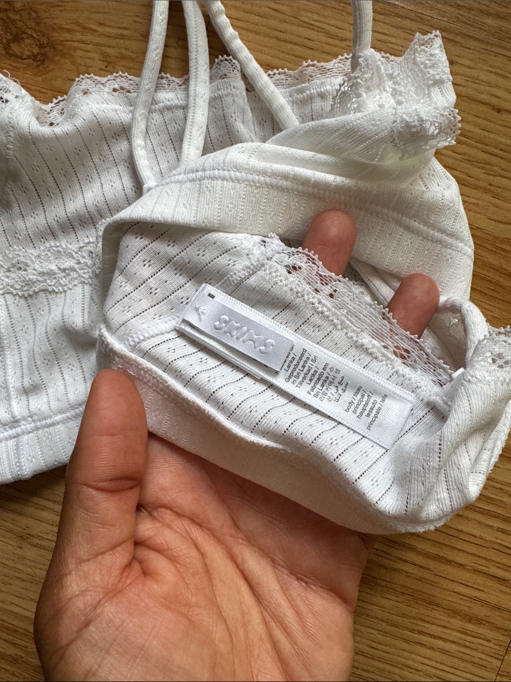 SKIMS Cotton Lace Pointelle Bralette ✨ size L - Picture 5 of 9